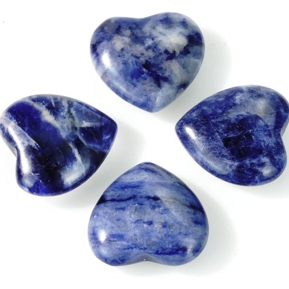 BOGO Gemstone Heart Genuine Blue Sodalite Chakra Pocket Worry Stone Gem - Picture 6 of 7